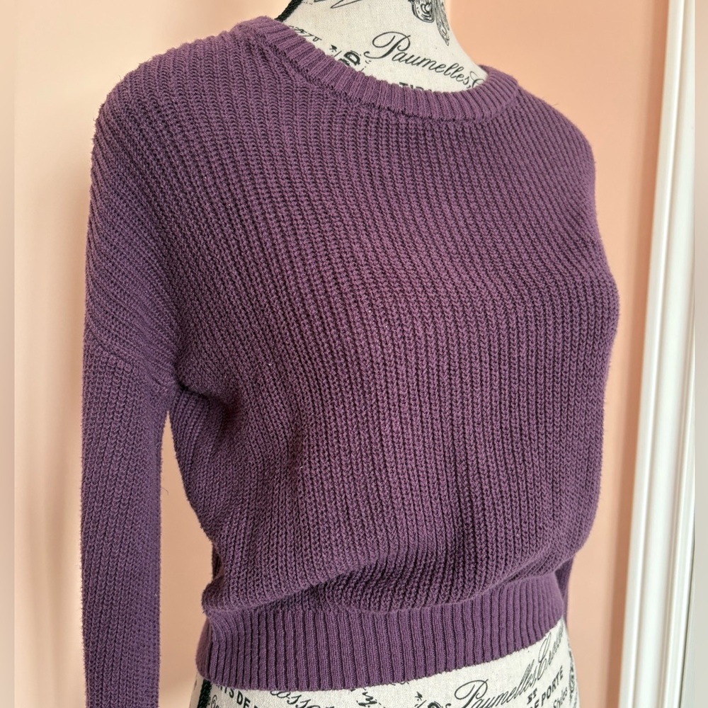 Garage Women's Purple Knit Crew Neck Sweater